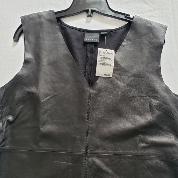 Trouve V-Neck Leather Front Sheath Dress - Picture 2 of 8